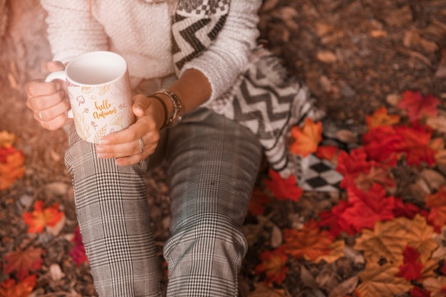 Autumn Concept With Woman Holding Mug Psd