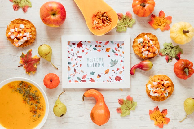 Autumn Food With Framed Mock-Up Psd