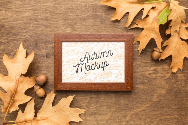 Autumn Leaves With Frame Psd