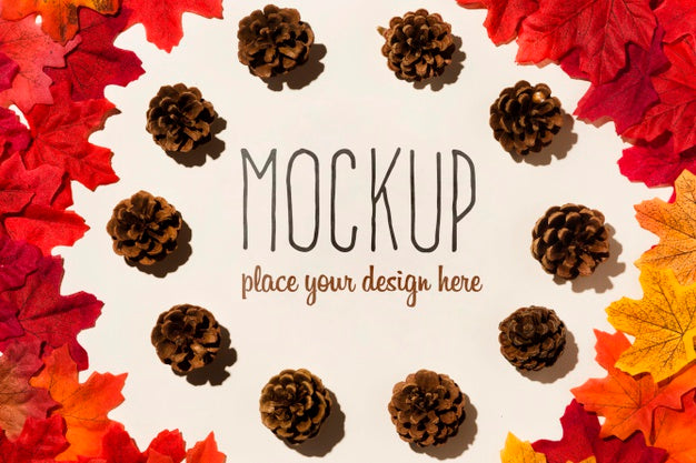 Autumn Mock-Up Concept With Cones Psd