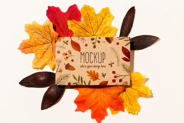 Autumn Mock-Up Concept With Leaves Psd