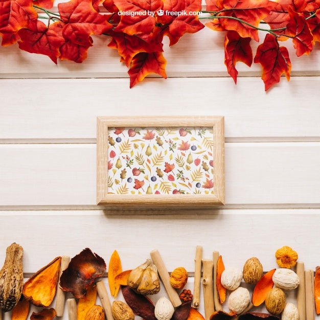 Autumn Mockup With Frame Psd