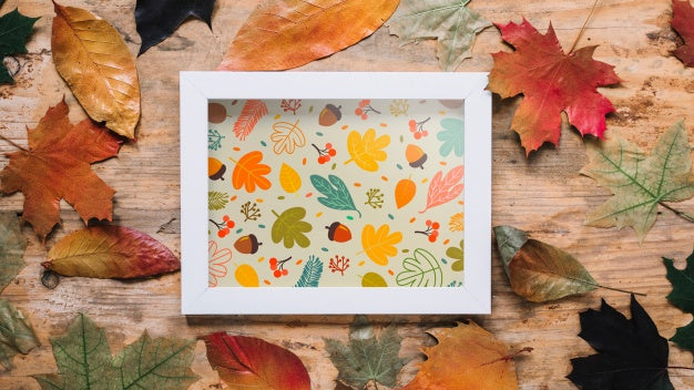 Autumn Mockup With Frame Psd