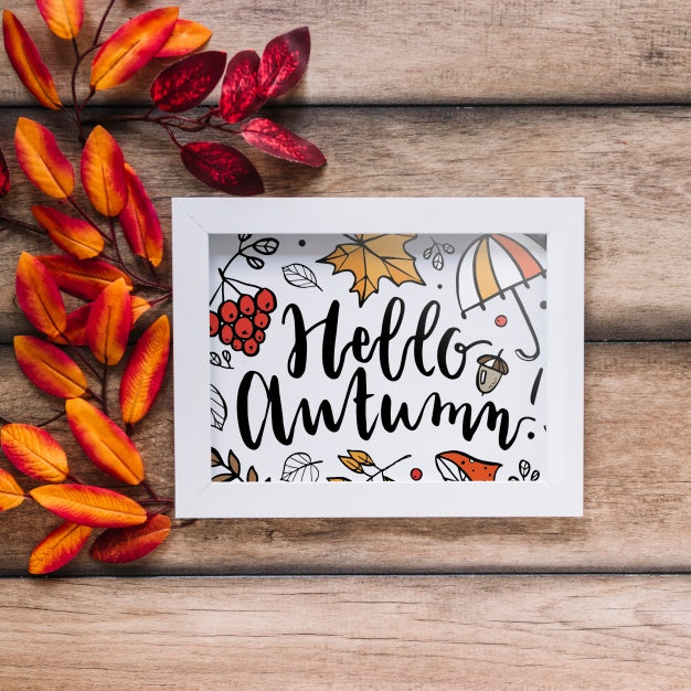 Autumn Mockup With Frame Psd