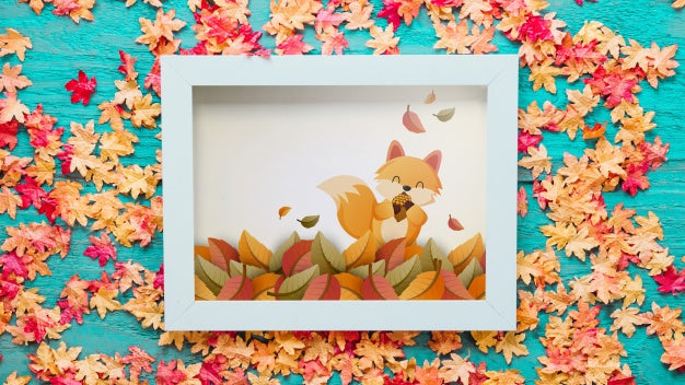 Autumn Mockup With Frame Psd