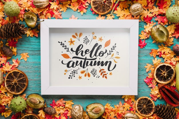 Autumn Mockup With Frame Psd