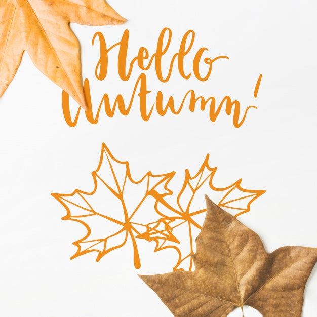 Autumn Mockup With Leaves Psd