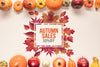 Autumn Sales Mock-Up With Dried Vegetables Psd