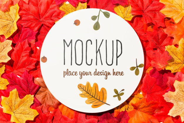 Autumnal Colorful Leaves Composition Psd
