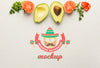 Avocado And Tomato Framing Mexican Restaurant Mockup Psd