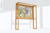 B2 Poster On Wood Exhibition Stand Mockup, Left View Psd