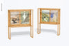 B2 Poster On Wood Exhibition Stands Mockup Psd