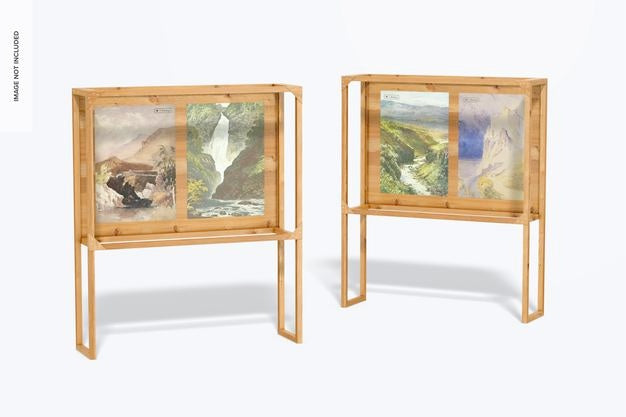 B2 Poster On Wood Exhibition Stands Mockup Psd