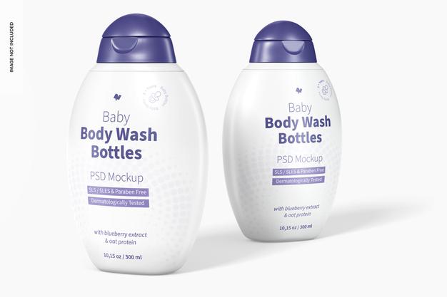Baby Body Wash Bottles Mockup Psd