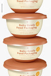 Baby Bowls Food Packaging Mockup, Close-Up Psd