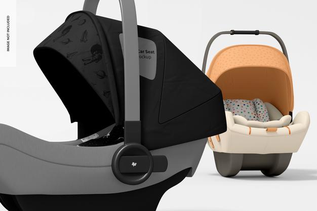 Baby Car Seats Mockup, Close-Up Psd