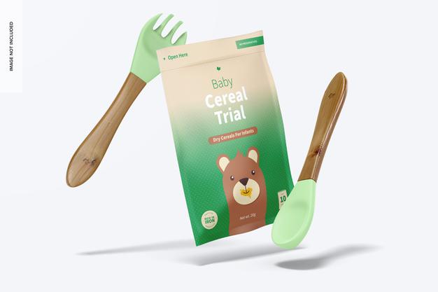 Baby Cereal Trial Pack Mockup, Falling Psd