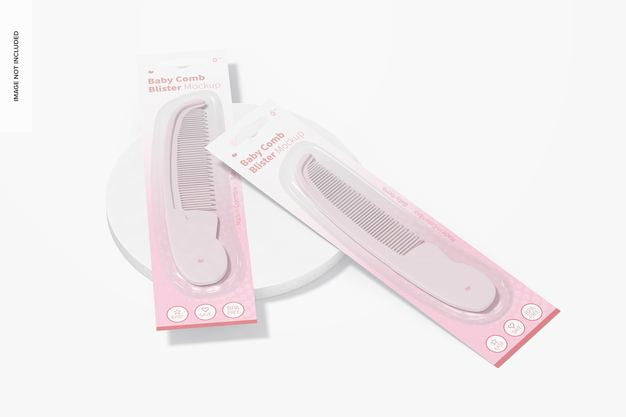 Baby Comb Blister Mockup, Perspective Psd