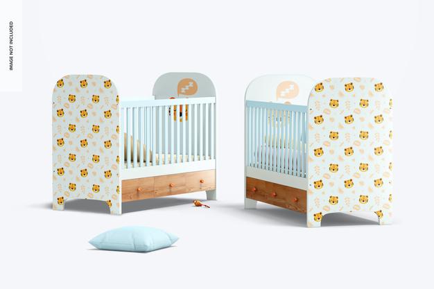 Baby Cribs Mockup Psd