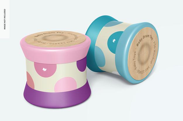 Baby Drum Toy Mockup, Dropped Psd