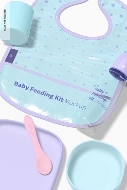 Baby Feeding Kit Mockup, Close Up Psd