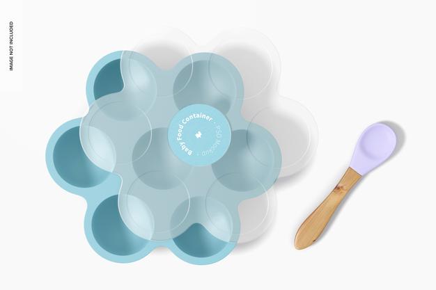 Baby Food Container Mockup, Top View Psd