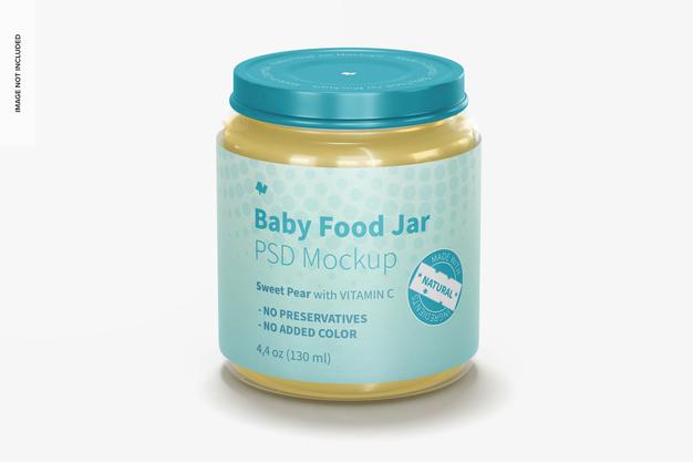 Baby Food Jar Mockup, Front View Psd
