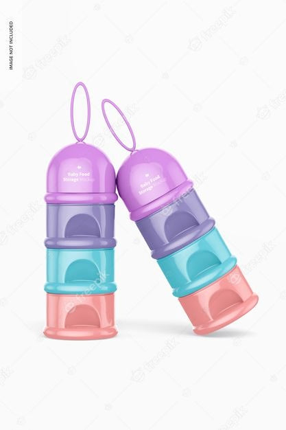 Baby Food Portable Storages Mockup, Leaned Psd