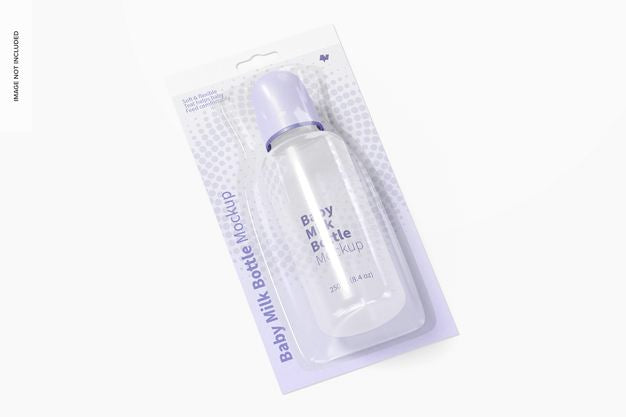 Baby Milk Bottle Mockup, Top View Psd