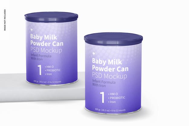 Baby Milk Powder Can Psd Mockup, Front View Psd