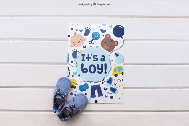 Baby Mockup With Paper And Shoes Psd