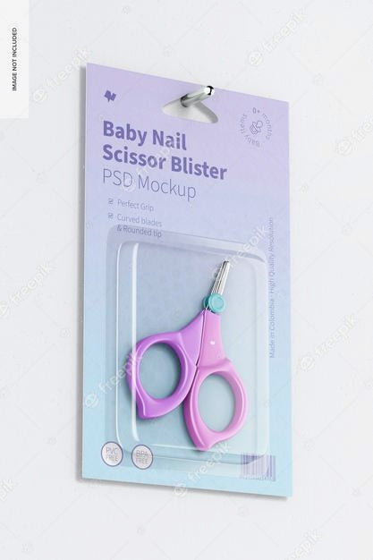 Baby Nail Scissor Blister Mockup, Hanging Psd