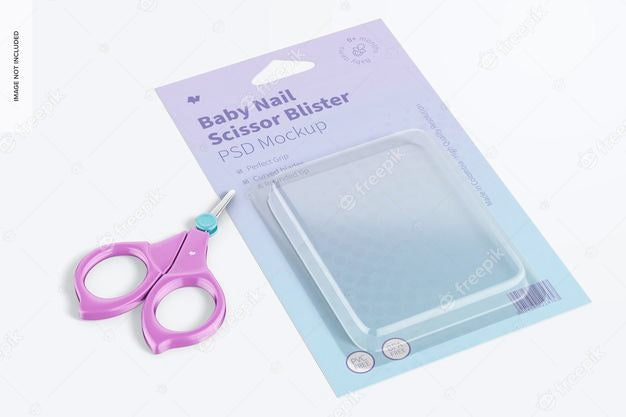 Baby Nail Scissor Blister Mockup, Perspective Psd