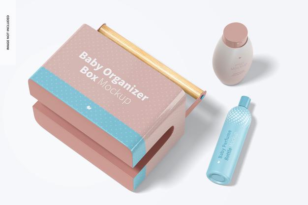 Baby Organizer Box Mockup, Dropped Psd