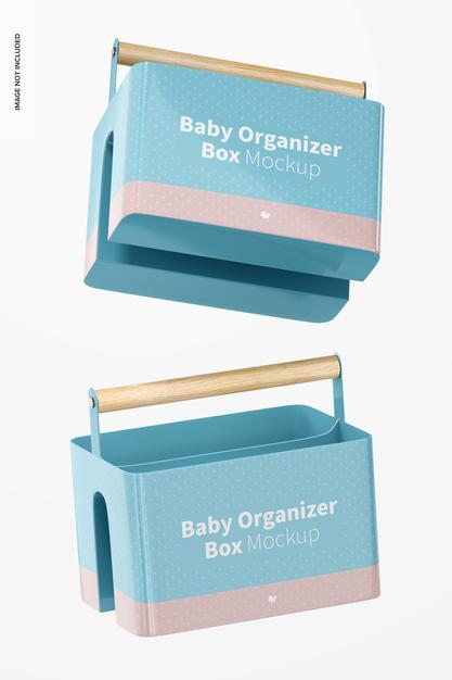 Baby Organizer Box Mockup, Floating Psd