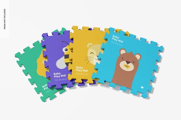 Baby Play Mat Mockup, Top View Psd