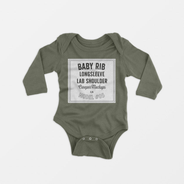 Baby Rib Longsleeve Lap Shoulder Creeper Mockup 05 Psd