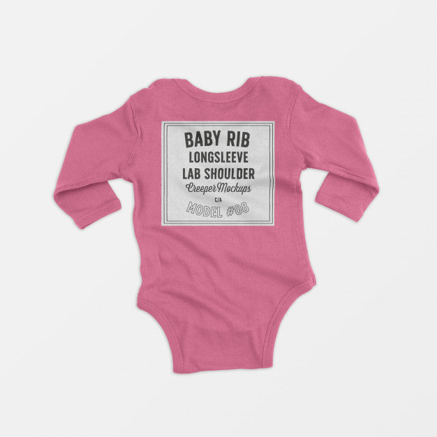 Baby Rib Longsleeve Lap Shoulder Creeper Mockup Psd