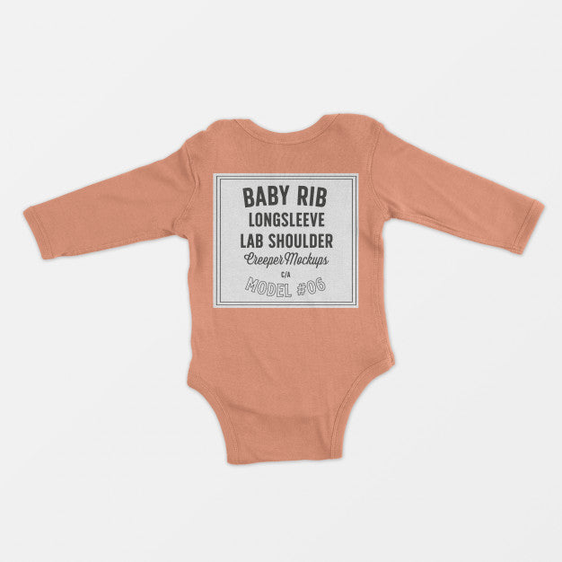 Baby Rib Longsleeve Lap Shoulder Creeper Mockup Psd