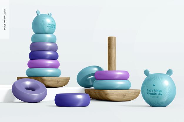 Baby Ring Pyramid Toy Mockup, Right View Psd