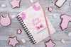 Baby Shower Decorations With Pink Notebook Psd