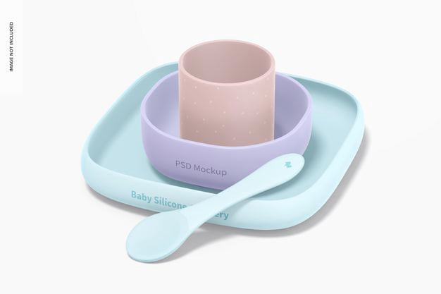 Baby Silicone Crockery Kit Mockup Psd