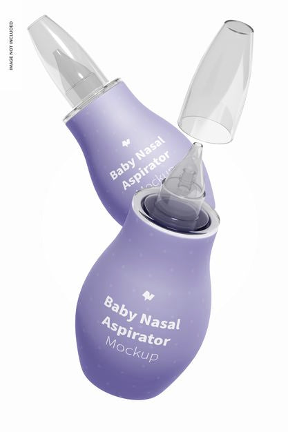 Baby Silicone Nasal Aspirator Blister Mockup, Floating Psd