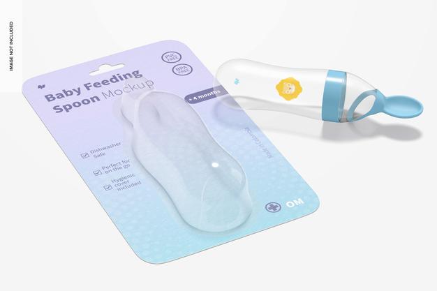 Baby Squeeze Feeding Spoon Blister Mockup Psd