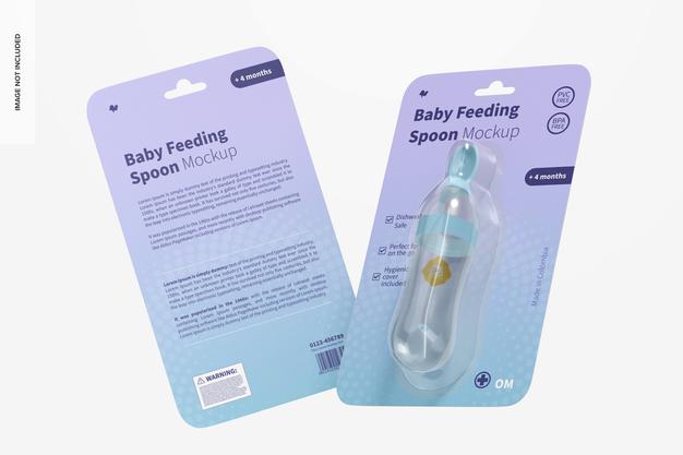 Baby Squeeze Feeding Spoon Blisters Mockup Psd