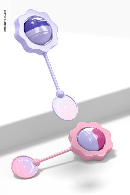 Baby Toy Rattle Bell Mockup, Falling Psd