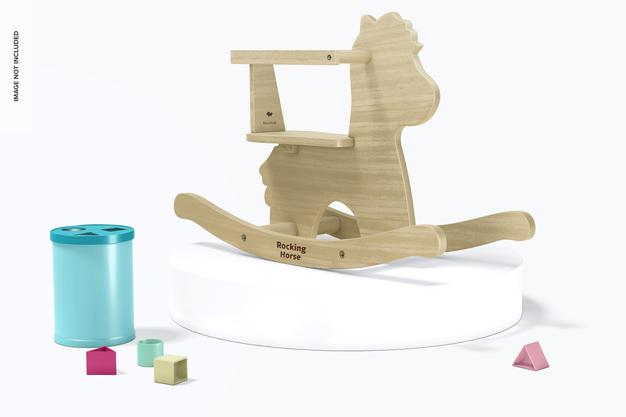 Baby Wooden Rocking Horse Mockup Psd