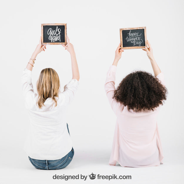 Back Of Women Showing Slate Psd