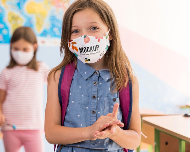 Back To School And Covid Concept Mock-Up Psd