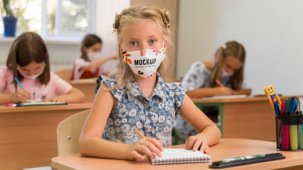 Back To School And Covid Concept Mock-Up Psd